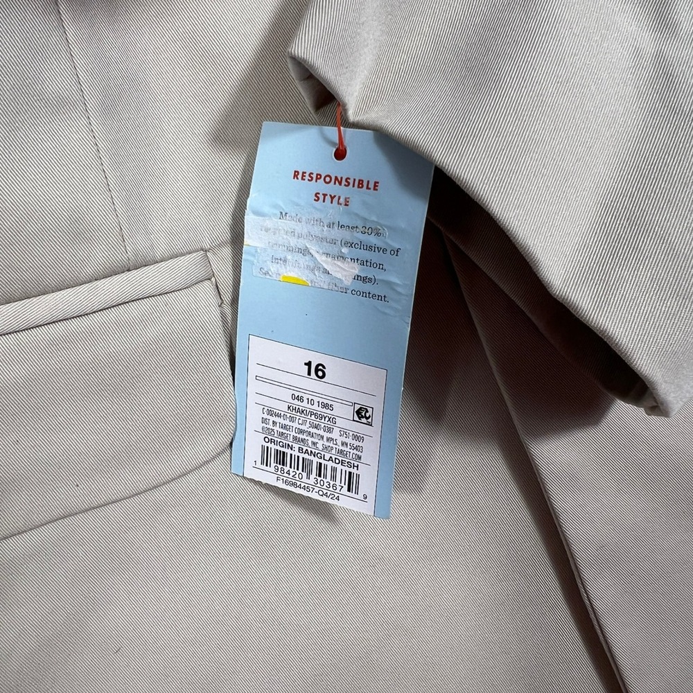 Cat & Jack Boys Khaki Suit Jacket Blazer Size 16 Beige Two-Button Formal Wedding - Picture 6 of 6